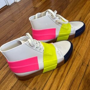 NWOB Melissa Neon High Top Crew Sneakers. Women’s Size 6